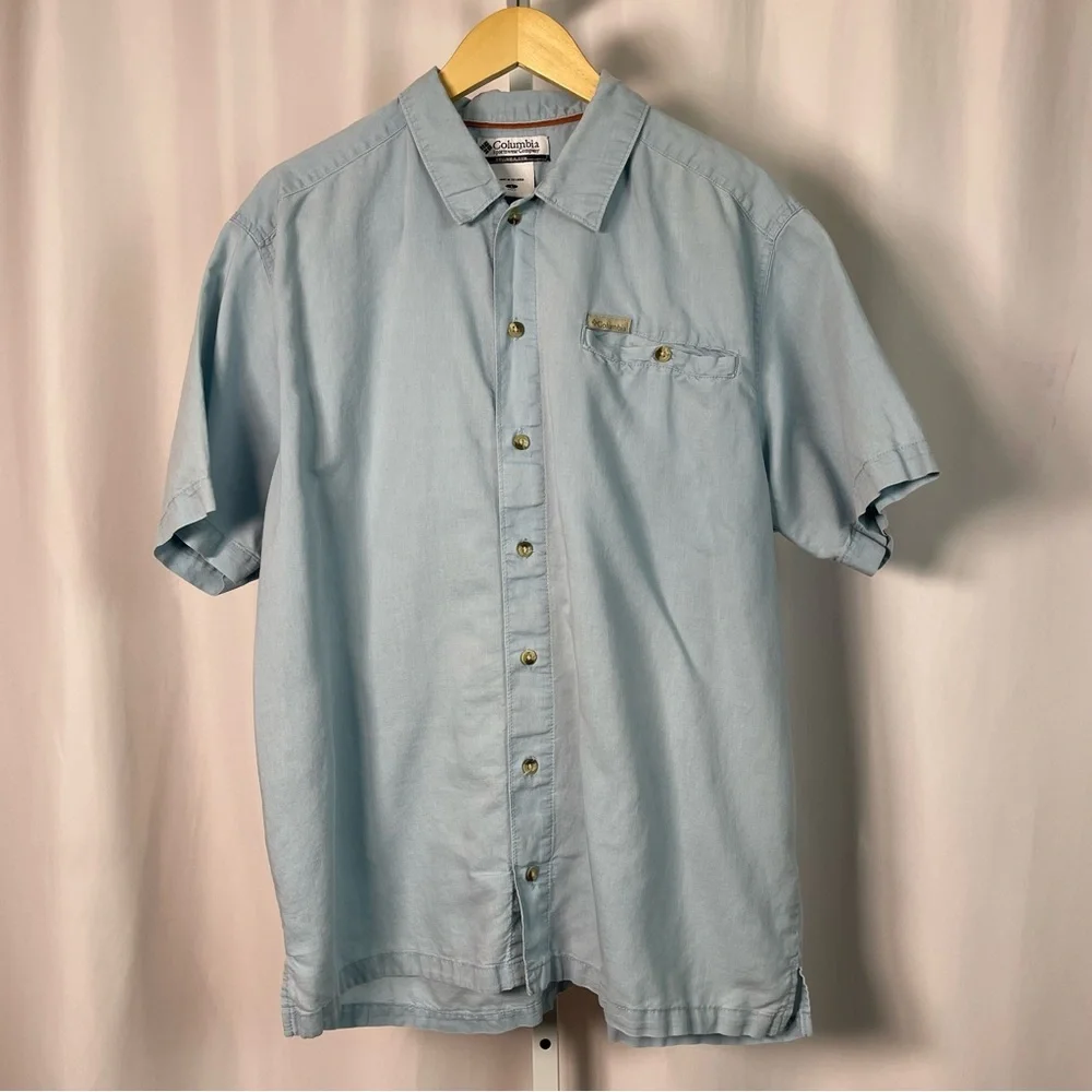 Columbia Men's Large Outdoor Gorp Hiking Button Down Shirt Golf Fishing Active